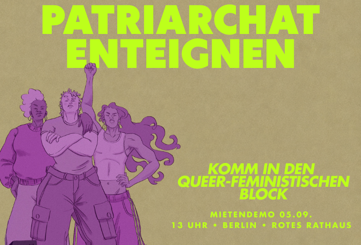 Patriarchat Enteignen - Block auf der Mietendemo am 05.09.26 in Berlin